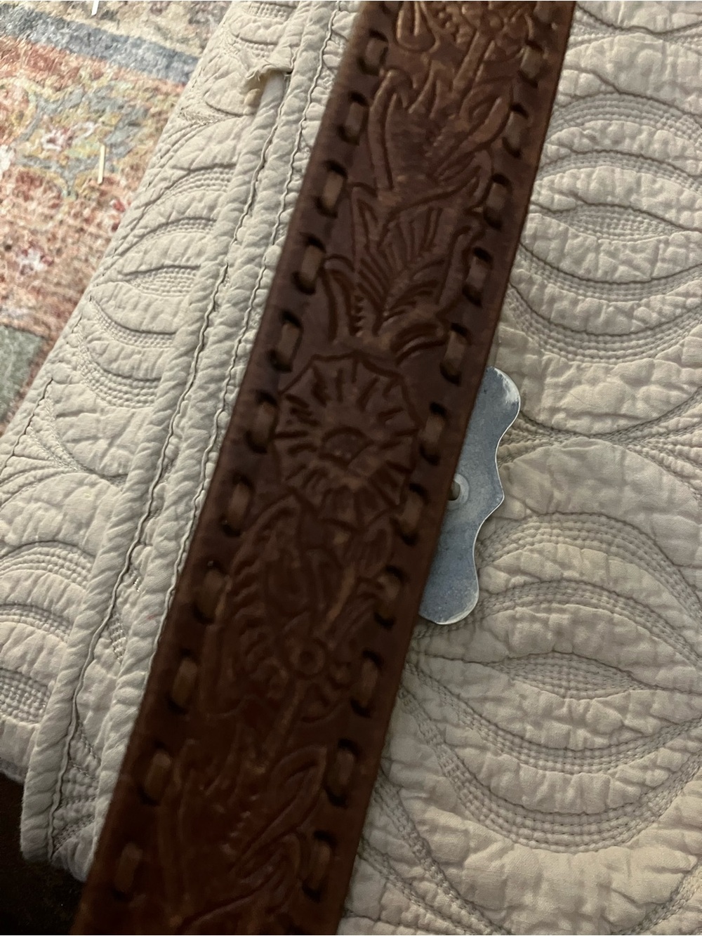 RALPH LAUREN Brown Leather Western Belt with Decorative Silver-Tone Buckle - Picture 5 of 5